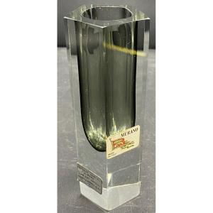 Soliflore Vase In Cut Blown Crystal, Lavorato, Murano From The 1960s