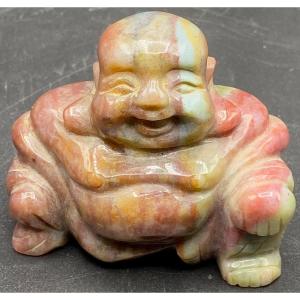 Small Laughing Buddha In Carved Hard Stone From Asia Circa 1950/60