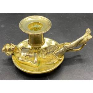 Hand Candlestick In Polished Cast Bronze Mid-19th French 