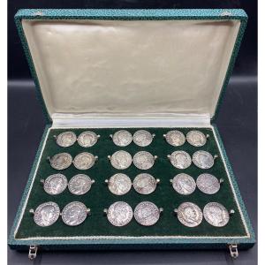 A Series Of Twelve Silver Metal Knife Holders From The 1930s, French