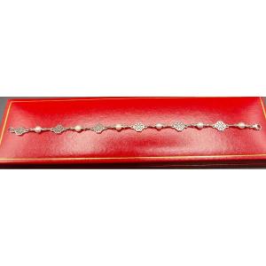 Bracelet In Sterling Silver And French Cultured Pearls Circa 1980