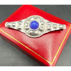 Brooch In Sterling Silver And Agate Cabochon, By Lévy From The 1930s