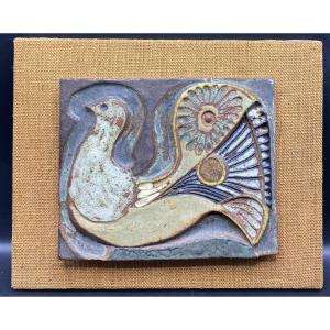 Enameled Terracotta Plate Dated 71 By Pauli
