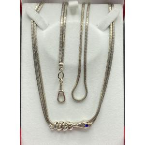 Removable Pendant Necklace In Sterling Silver Cultured Pearls And French Crystal Circa 1920
