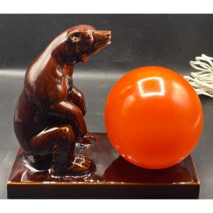 Accent Lamp In Glazed Terracotta And Miscellaneous, Vallauris Circa 1950/60