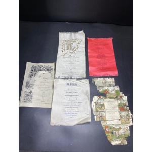5 Menus On Silk End Of 19th Century Beginning Of The French Century 