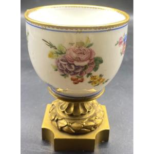 Small Gilt Bronze And Soft Paste Enameled Cup, 18th Century, France