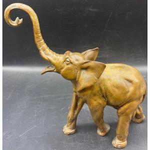 Elephant Subject In Cast Bronze Chiseled Gilded By Charles Paillet Circa 1900