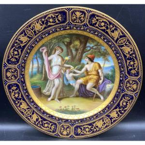 Decorative Deep Plate In Vienne Autriche Painted And Gilded Enameled Porcelain Circa 1900