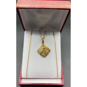 French Gold Plated And Zirconium Oxide Pendant Circa 1960/70