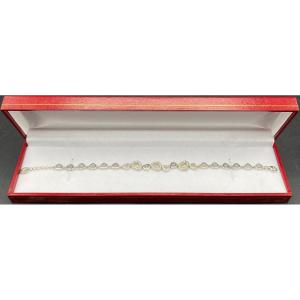 1980s European Sterling Silver And Cubic Zirconia Curb Bracelet