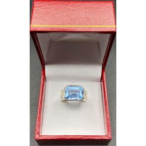 1930s French Sterling Silver And Topaz Ring