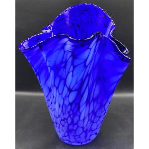 Murano Multi-layered Blown Glass Handkerchief Vase Circa 1970