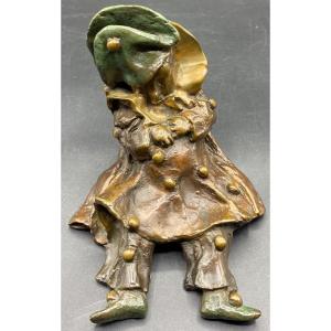 Subject Little Sleeping Polichinelle In Lost Wax Bronze Numbered By Yvette Lamoureux Dated 1992