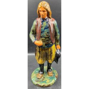 Terracotta Subject Shaped Enameled In Multiple Colors By Geo Martel Circa 1900