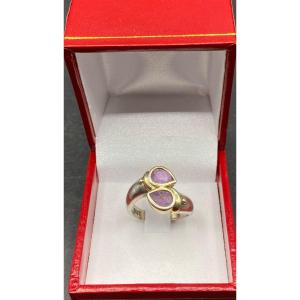 Toi Et Moi Ring In Sterling Silver And French Pear Cut Amethysts From The 1930s/40s