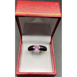 1980s French Cousin Cut Solid Silver Resin Kunzite Bangle Ring
