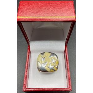 1980s European Solid Silver And Resin Ring
