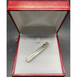 1930s European Amethyst Solid Silver Tie Clip Or Barrette