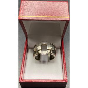 1960s/70s European Solid Silver And Leather Men's Ring