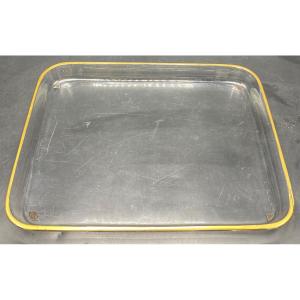 Saint Louis Gold Blown Crystal Serving Tray Circa 1890