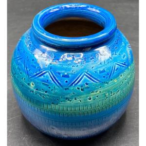 Small Glazed Ceramic Ball Vase By Aldo Londi Circa 1960