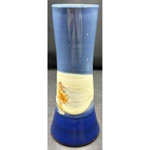 1930s Japanese Multi-layer Glazed Stoneware Vase 
