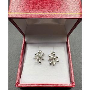 Pair Of 1980s French Oxidized Sterling Silver Stud Earrings