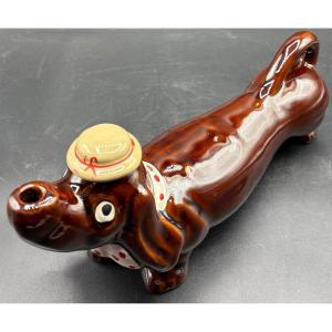 1960s Vallauris Painted Enameled Ceramic Bottle