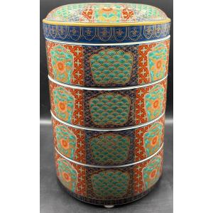 Four Tier Boxes Enameled Porcelain From Japan Signed 1930s