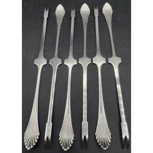 A Set Of Six 1920s Dutch Sterling Silver Lobster Cures