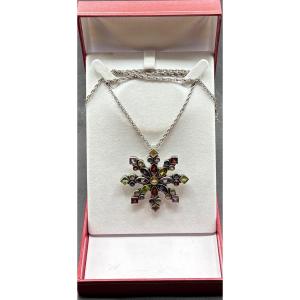 1970s/80s European Sterling Silver And Semi Precious Stone Pendant