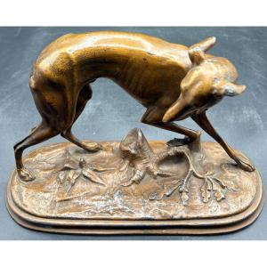 French Patinated Fondu Whippet Subject From The 1920s
