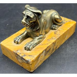 A Small Bronze Sphinx On Marble Base From The Late 19th Century French…