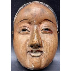 Carved Wooden Mask From The Noh Theater, Edo, Japan (19th Century)