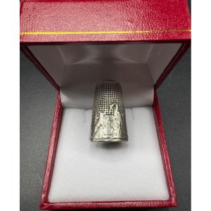 Sterling Silver Dice "one Of La Fontaine's Fables" 1900s French