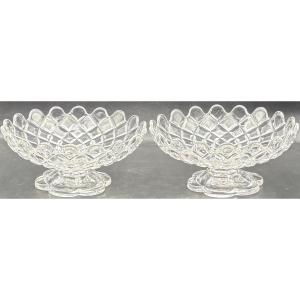 Pair Of Baccarat Molded Blown Crystal Bowls Circa 1930
