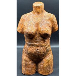 A 1980s Patinated Terracotta Bust By Gm