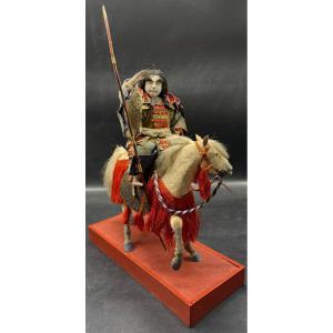 A Japanese Samurai Doll On Horse From The Early 19th Century