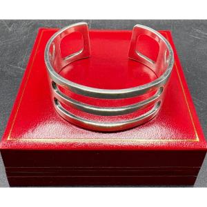A 1960s/70s Solid Silver 3/4 Opening Bracelet Signed H. Pozzo