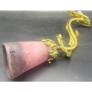 Gilt Bronze And Glass Paté Wall Lamp Signed Reclondes From The 1900s