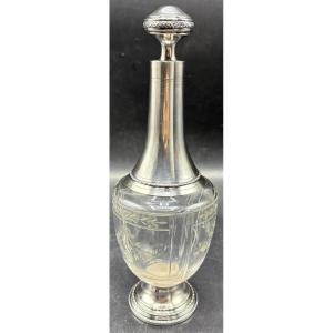 Carafe In Blown Crystal Engraved With Saint Louis And Tirbourg, Late 19th Century