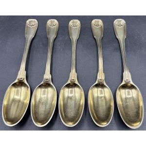 A Set Of Five 18th Century French Strasbourg Teaspoons…