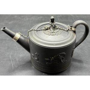 Black Stoneware Teapot With Appliqués, Late 18th Century, Early 19th Century, Wedgwood