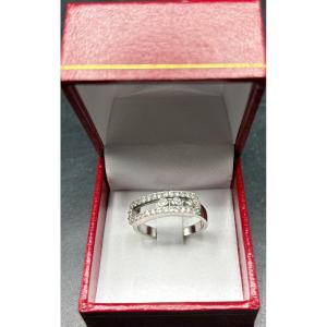 1980s French Solid Silver And Zirconium Oxide Ring