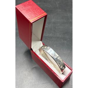 1980s French Sterling Silver And Zirconium Oxide Open Bangles