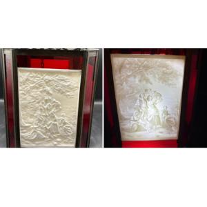 Lithophane Lantern In Biscuit Plates Signed Ppm From The 19th Century