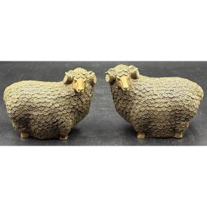 A Pair Of Chinese 1960s/70s Polished Bronze Goatee Figures 