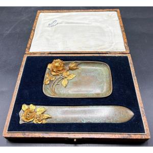 1900s Patinated And Gilded Bronze Desk Box By Dem