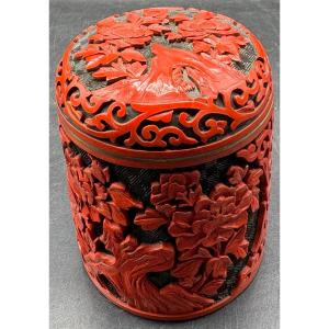 1920s/30s Chinese Enamelled Brass And Lacquer Tea Caddie